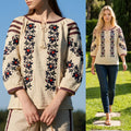Bluza tip IE Traditionala din in crem - Ileana