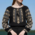 IE Traditionala cu broderie florala - Valentina neagra