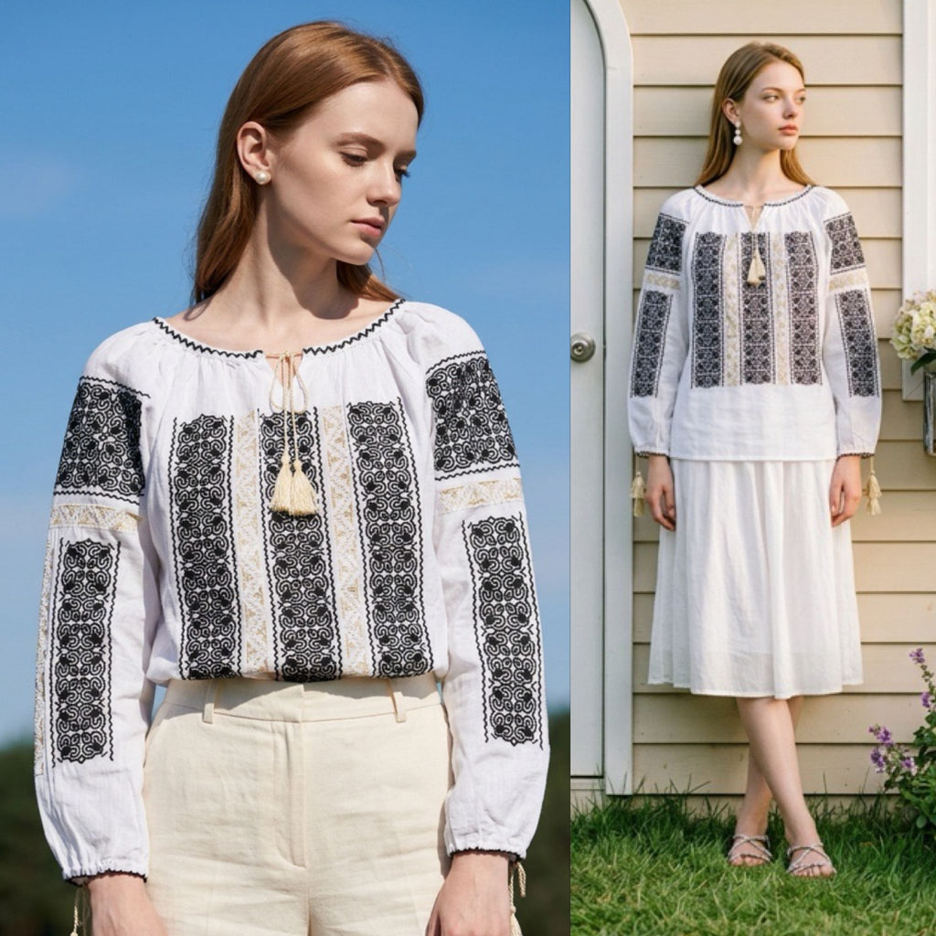 IE Traditionala cu broderie neagra - Nadia