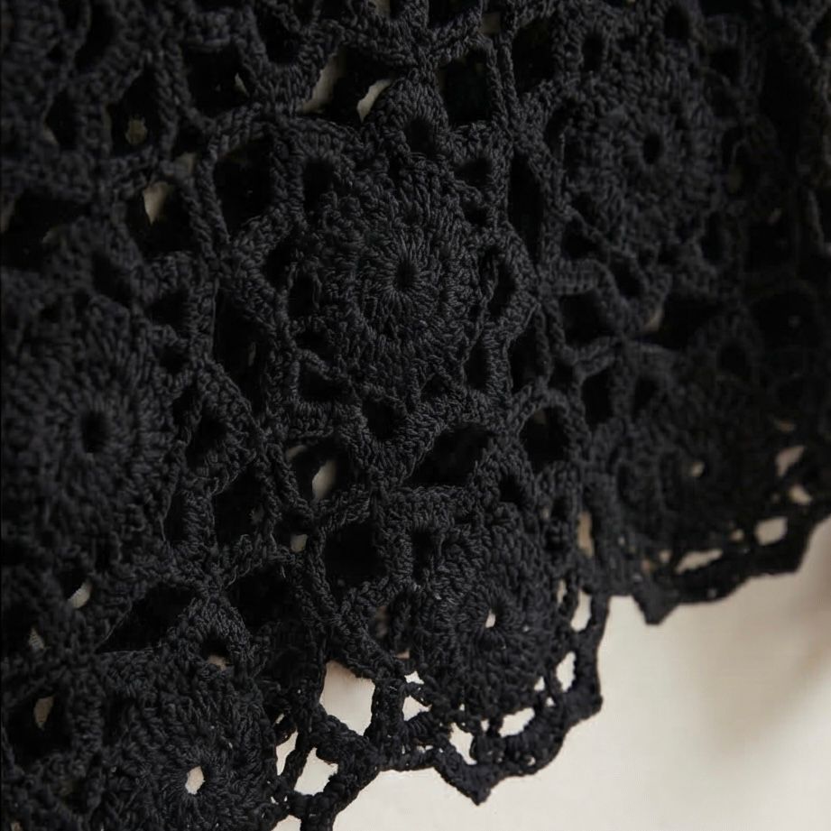 Bluza crosetata din macrame - Aura negru