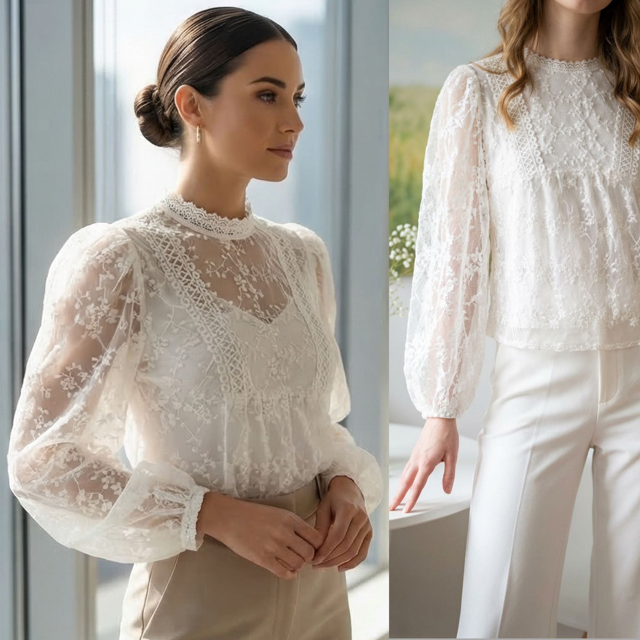 Bluza brodata din voal alb - Alma 01