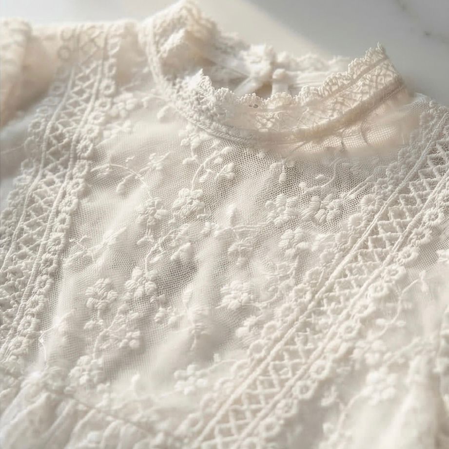 Bluza brodata din voal alb - Alma 01