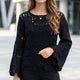 Bluza crosetata din macrame - Carla negru