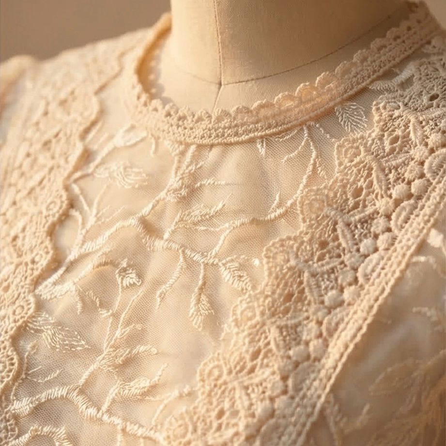 Bluza brodata din tul crem - Alma 02