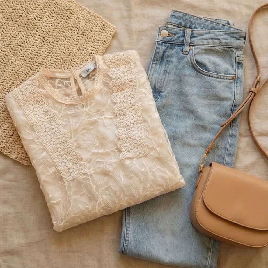 Bluza brodata din tul crem - Alma 02