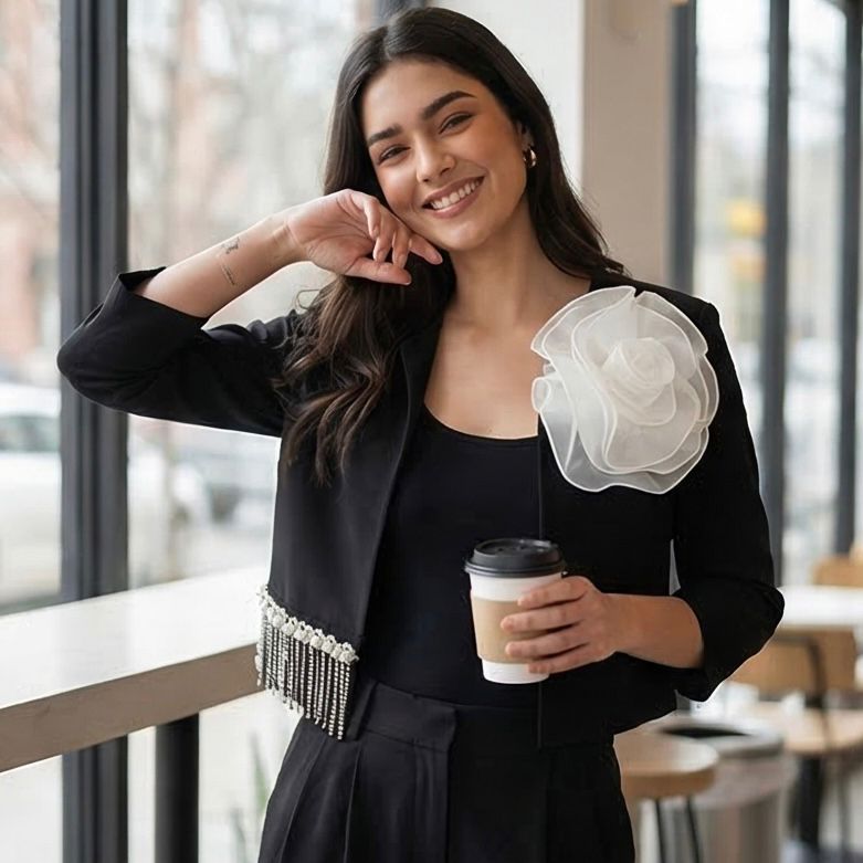 Sacou negru, scurt - Crina 01