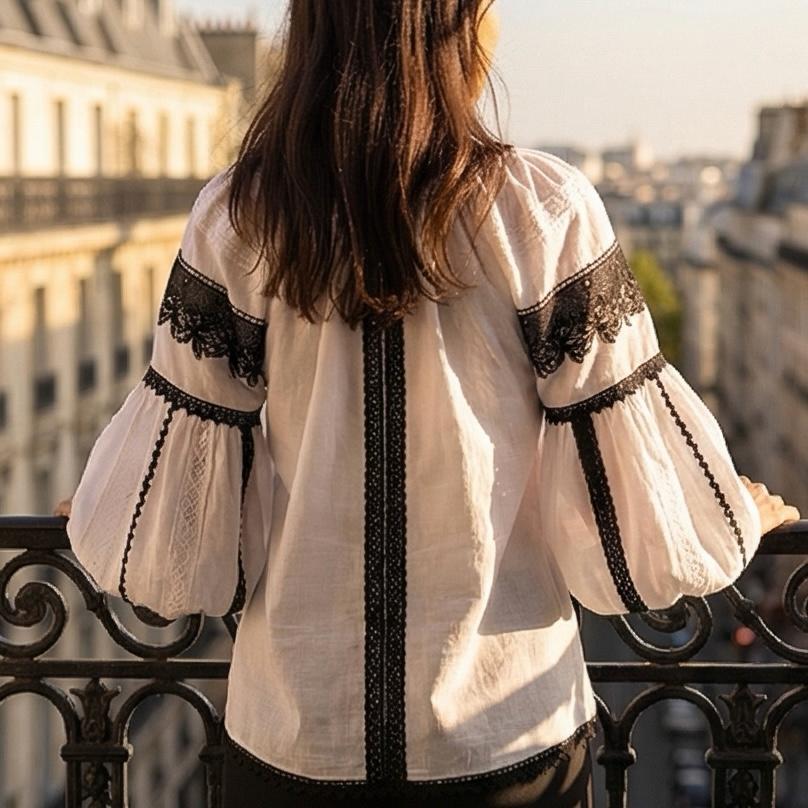 IE Nationala stilizata alba, cu croi modern din panza topita - Elena