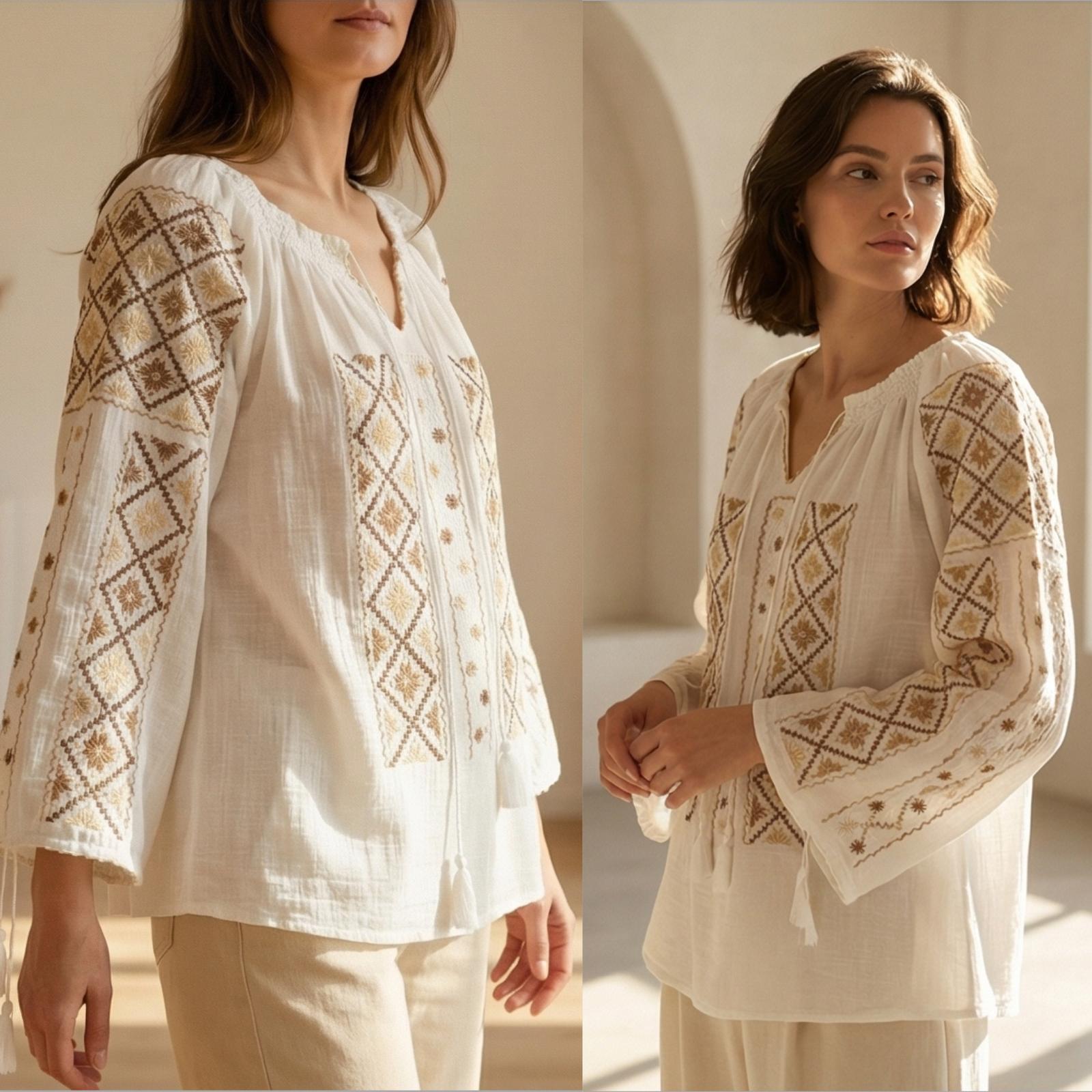 IE Traditionala alba cusuta cu fir de matase - Altita maro 16