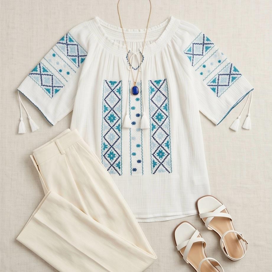 IE Traditionala cusuta cu matase - Altita turcoaz/bleu 21