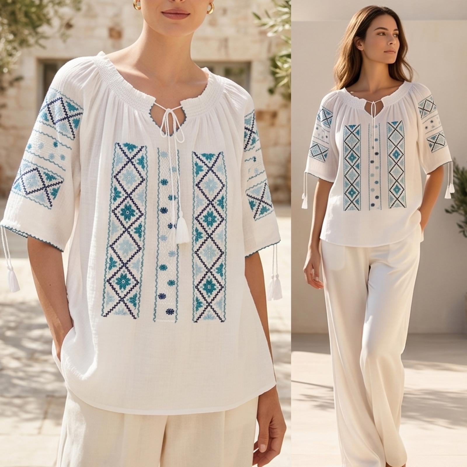 IE Traditionala cusuta cu matase - Altita turcoaz/bleu 21