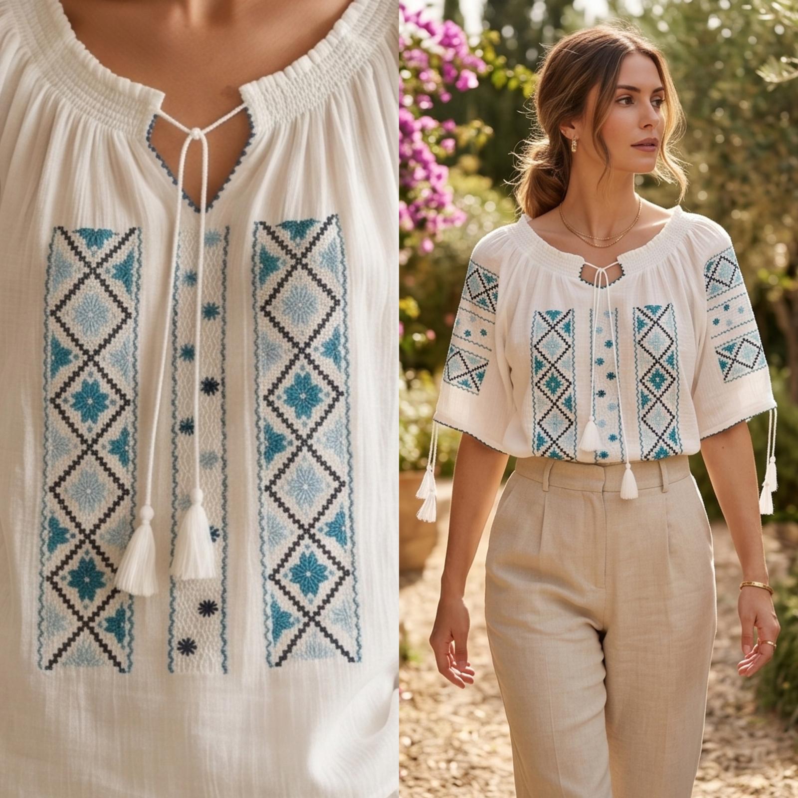 IE Traditionala cusuta cu matase - Altita turcoaz/bleu 21