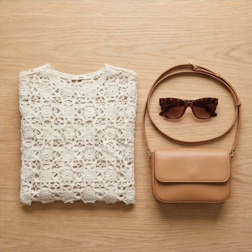 Bluza crosetata din macrame - Aura crem