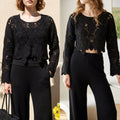 Bluza crosetata din macrame, neagra - Daria 02