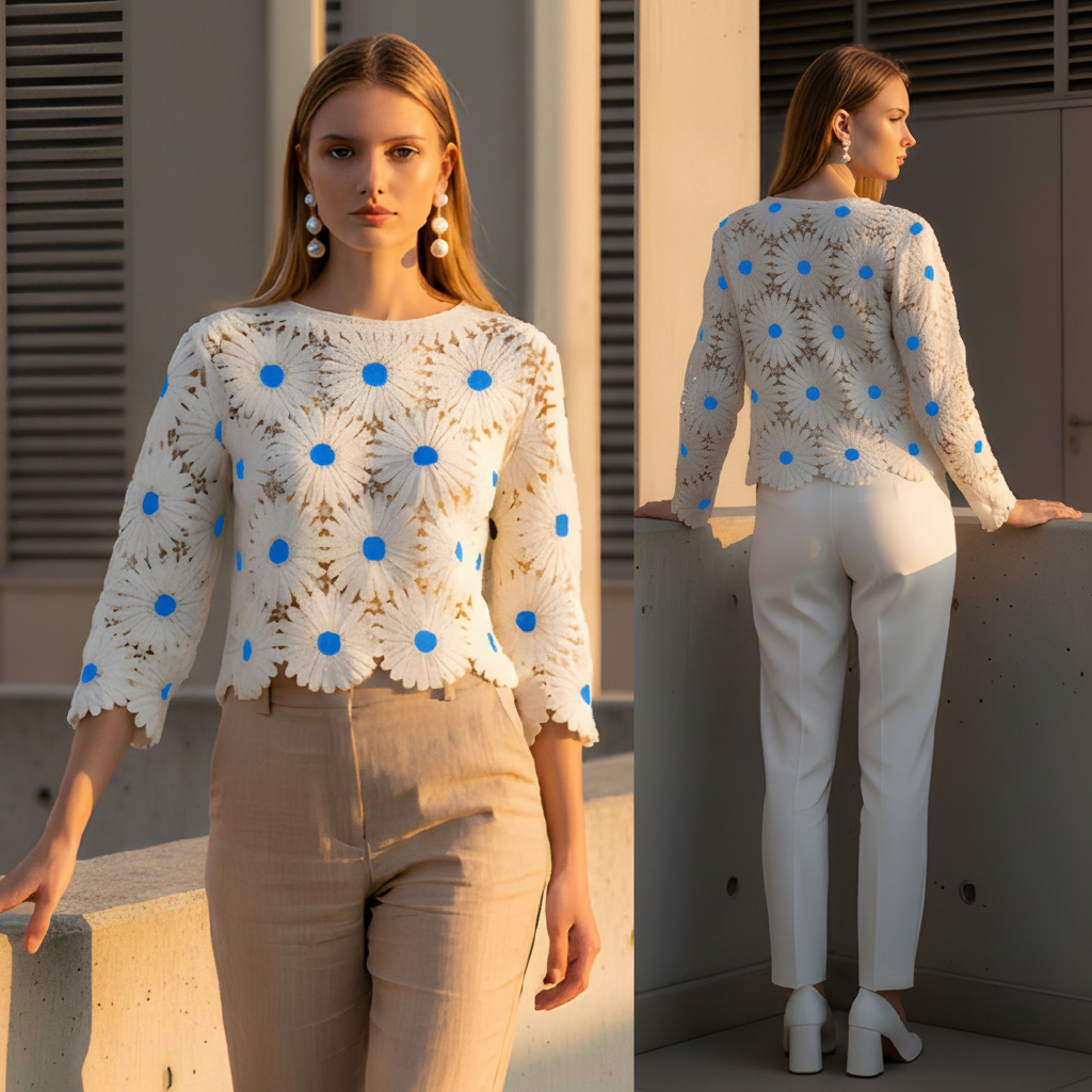 Bluza crosetata din macrame - Laura 01